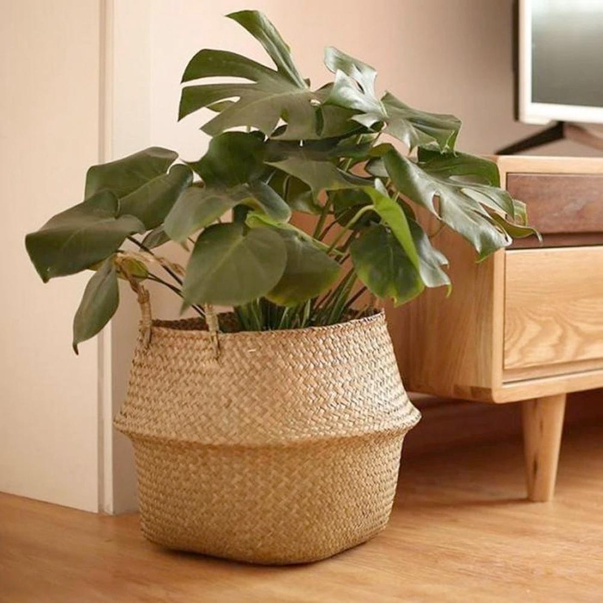  Plantenmand 35x35cm Naturel Extra Groot | Multifunctionele Mand | Handgemaakt | Planten-houder | Planten Accessoires | Planten Mand