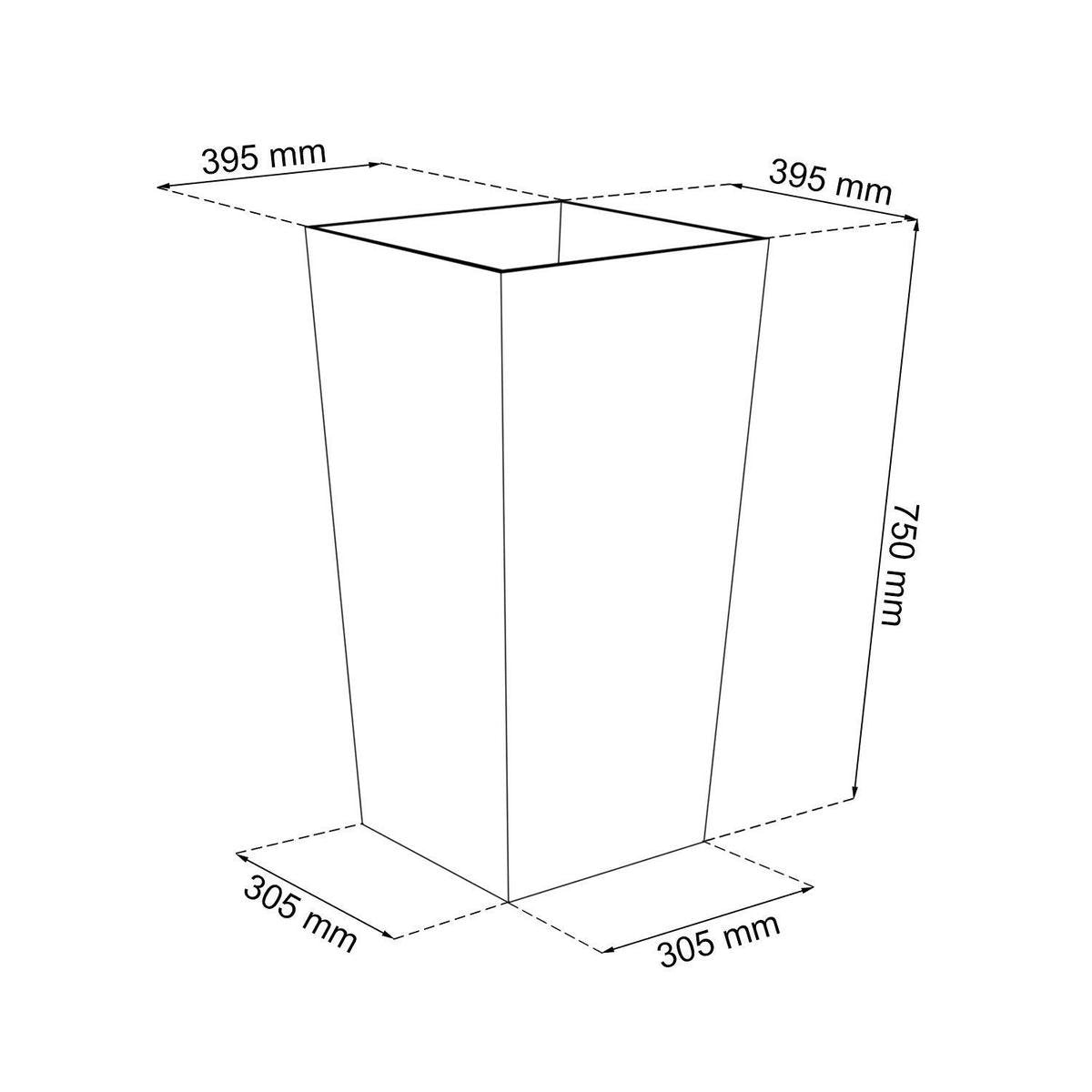 Prosperplast Kunststof Urbi Bloempot/plantenpot Met Binnenpot Antraciet 40 X 40 X 75 Cm - 37/91,5 Liter - Hoge Vierkante Bloempotten