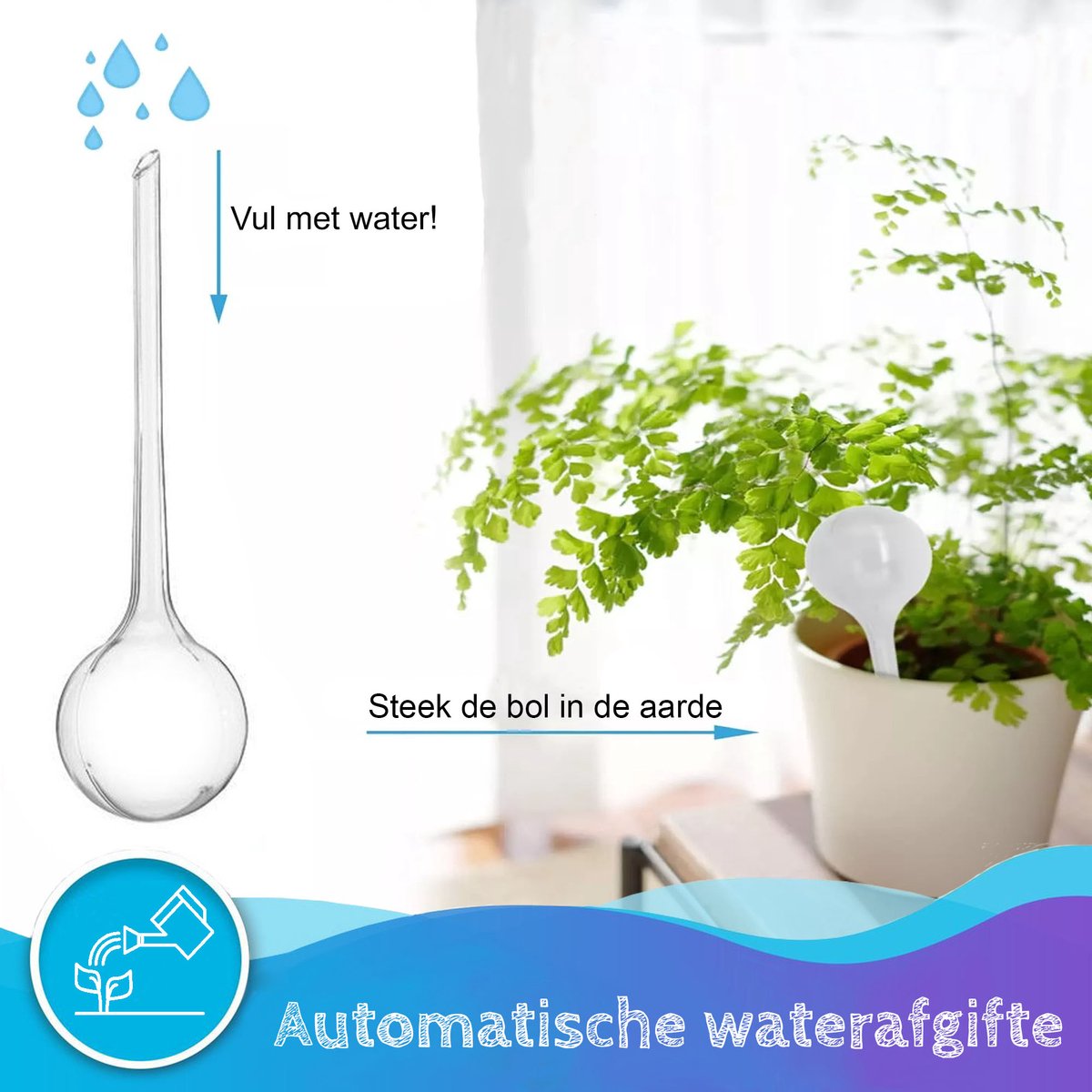  Summer Spark Waterdruppelaar Voor Planten 6 Stuks Transparant – 27 CM X 8 CM – 250 ML – Automatisch Watergeefsysteem Voor Kamerplanten – Planten Watergever Met Druppelsysteem – Waterbol
