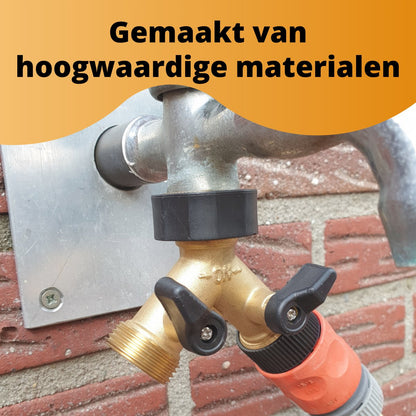  Horvitus Waterverdeler 2 Weg - Y Stuk Kraan Splitter - Voor Europese Kranen - Messing