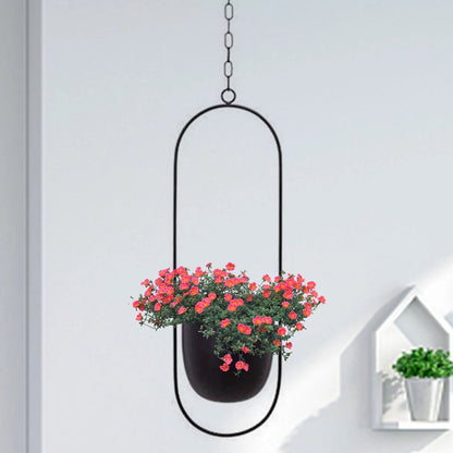  Be-Inspired® Hangende Bloempot Ovaal - Bloempot Binnen - Voor Hangplant – Plant Bloem Pot Met Opknoping – Plantenhanger - Plantenbak - Industrieel – Scandinavisch - Metaal - Zwart