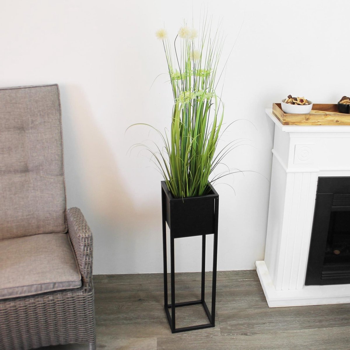  Bloempot - Metaal - Bloemen - Plantenpot - Voor Binnen - Zwart - 70 Cm