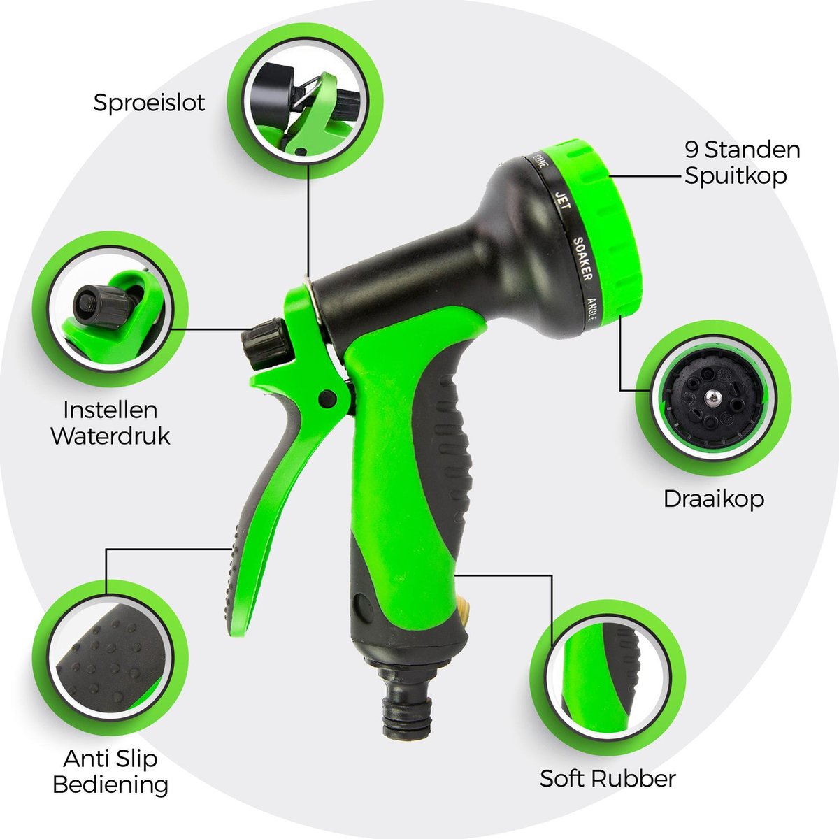  MD-Goods ® Super Sterk Uitrekbare Tuinslang Tot 30 Meter + GRATIS Tas En Koppelstuk - Tuinsproeier - Tuin Besproeien - Waterslang - Sproeikop - Groen - Flexibel Elastisch