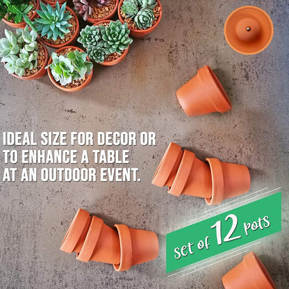  Garden Mania - 12 Mini Terracotta Keramische Klei Bloempotten Met Afvoergat, 8cm