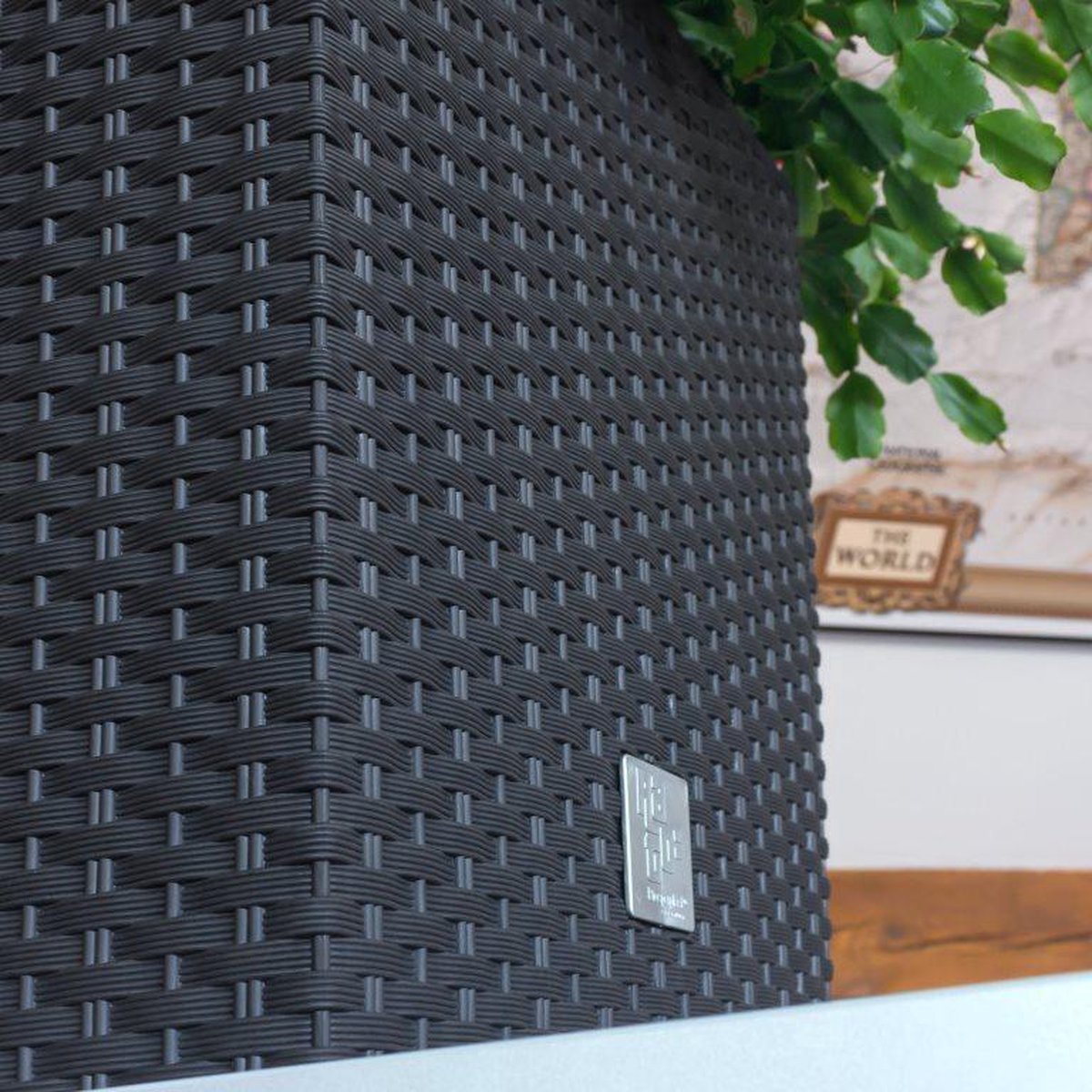 Prosperplast Kunststof Rato Rotan Bloempot/plantenpot Met Binnenpot Antraciet 40 Cm - Bloempotten Voor Binnen En Buiten