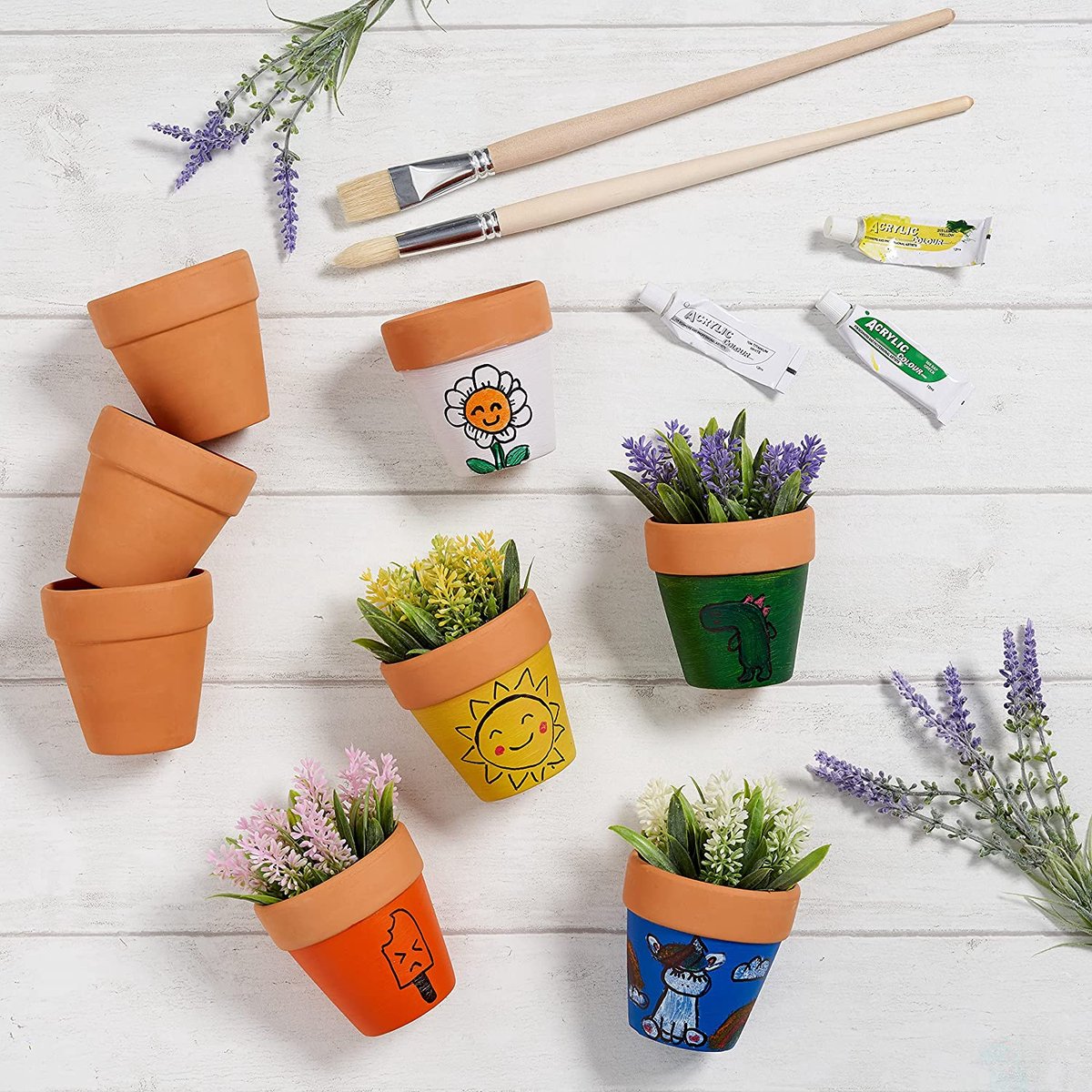  Garden Mania - 12 Mini Terracotta Keramische Klei Bloempotten Met Afvoergat, 8cm