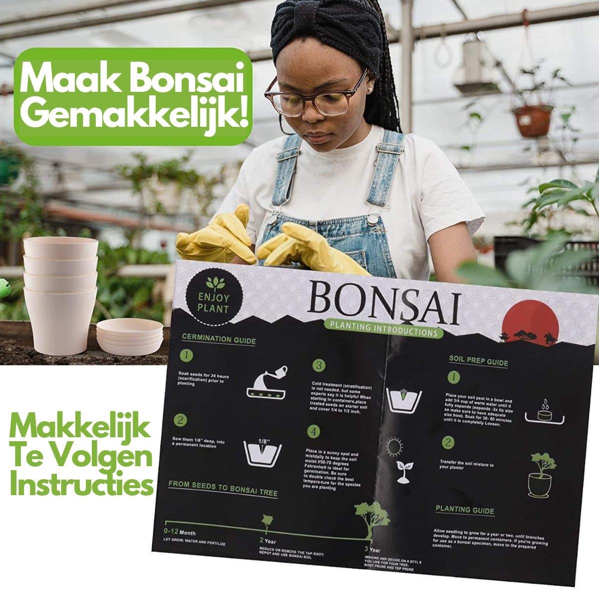  Bonsai Starters Kit - Bonsai Boompje - 5 Delige Set - 4 Soorten Zaden - Incl. E-book &amp; Schaartje