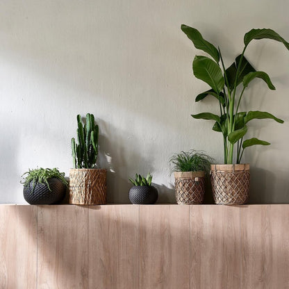  Riviera Maison Bloempot Voor Binnen Naturel - Rustic Rattan Diamond Weave Planter S