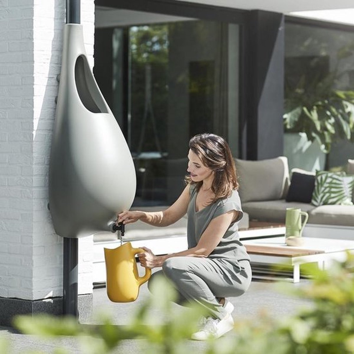  Elho Pure Raindrop 70L - Geel/Oker