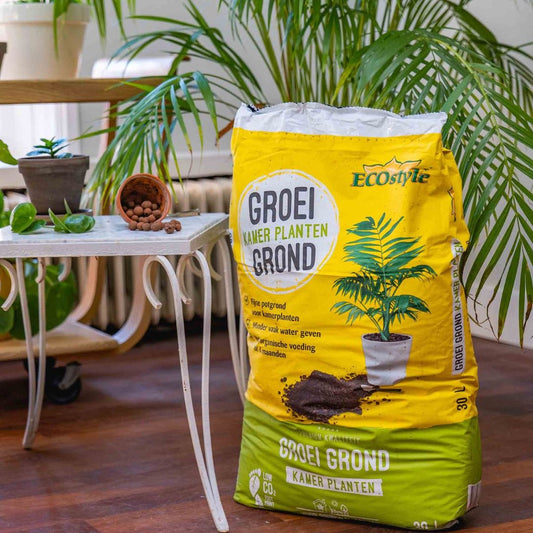  ECOstyle GroeiGrond Kamerplanten Fijne Potgrond - Turfvrij - Voor Binnen En Terras - Met Organische Voeding - Minder Water Geven - 30 L