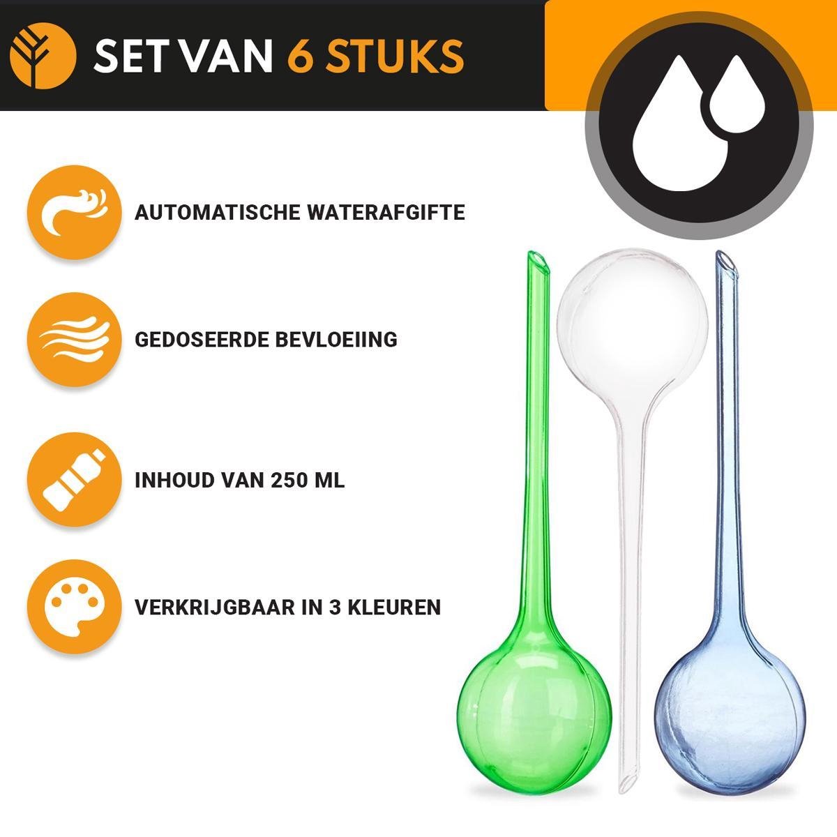  Waterdruppelaar Set Van 6 Stuks Voor Planten Transparant – 27 CM – Automatisch Watergeefsysteem Voor Kamerplanten – Planten Watergever Met Druppelsysteem – Waterbol