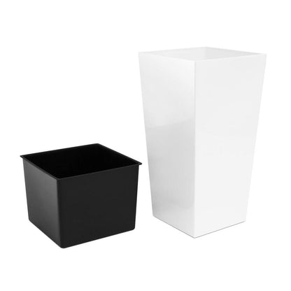 Prosperplast Kunststof Urbi Bloempot/plantenpot Met Binnenpot Wit 32 X 32 X 61 Cm - 21/49 Liter - Hoge Vierkante Bloempotten
