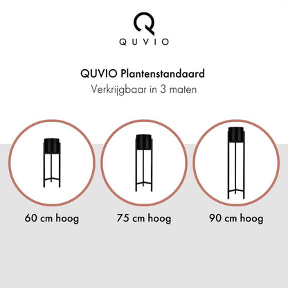  QUVIO Plantenstandaard Binnen - Inclusief Pot - Staande Plantenbak - Metaal - Bloempot - 22 X 22 X 60 Cm - Zwart