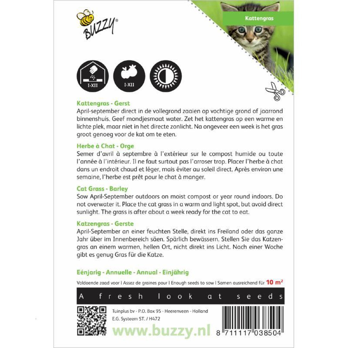  Buzzy Zaden - Kattengras Gerst - 10 Gram