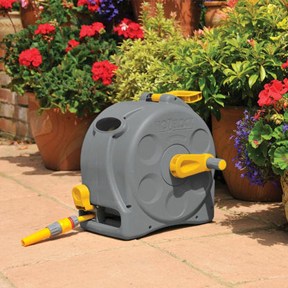  Hozelock Compact Enclosed Reel 2 In 1 - 25 Meter - Slangbox En Muurhaspel In één - Grijs