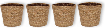  WL Plants - Maki Naturel - Set Van 4 - Plantenmand - Plantenmand Binnen - Bloempot - Plantenhouder - Bloempotten Voor Binnen - Gemaakt Van Riet - 11cm Hoog - 12cm Diameter