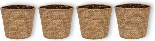  WL Plants - Maki Naturel - Set Van 4 - Plantenmand - Plantenmand Binnen - Bloempot - Plantenhouder - Bloempotten Voor Binnen - Gemaakt Van Riet - 11cm Hoog - 12cm Diameter