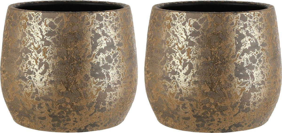  Mica Decorations Clemente Bloempot - H25,5 X Ø32 Cm - Terracotta - Goud