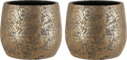  Mica Decorations Clemente Bloempot - H25,5 X Ø32 Cm - Terracotta - Goud