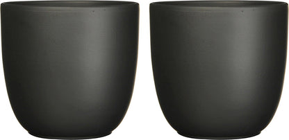  Mica Decorations Plantenpot Tusca - 2x - Zwart - Keramiek - Mat - D19.5/H18.5 Cm