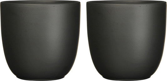  Mica Decorations Plantenpot Tusca - 2x - Zwart - Keramiek - Mat - D19.5/H18.5 Cm