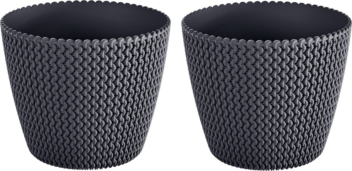 Prosperplast 1x Kunststof Splofy Bloempotten 30 Cm Antraciet - Bloempotten/plantenpotten Voor Binnen En Buiten