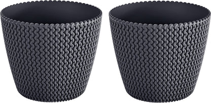 Prosperplast 1x Kunststof Splofy Bloempotten 30 Cm Antraciet - Bloempotten/plantenpotten Voor Binnen En Buiten