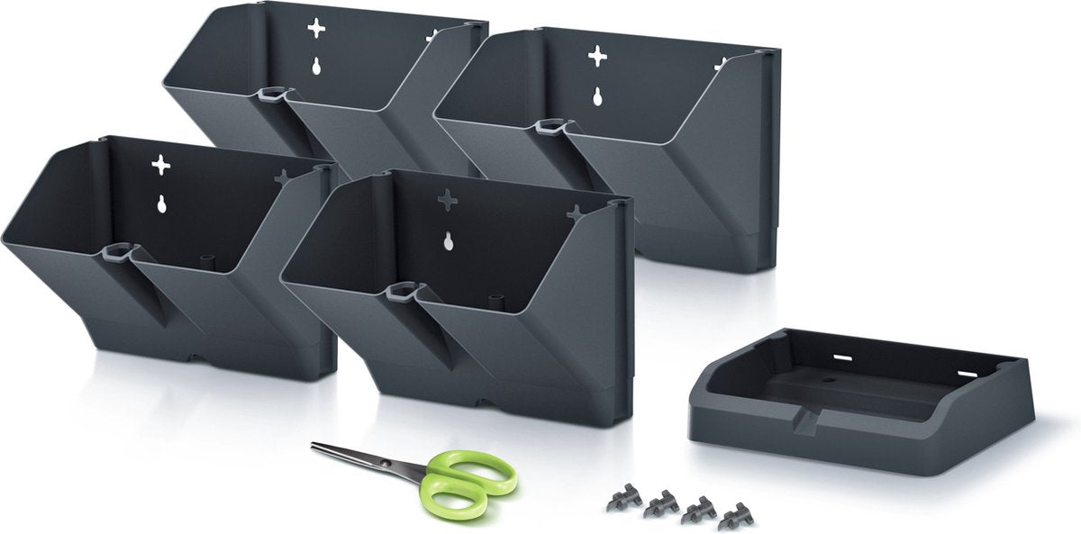 Prosperplast Verticale Kruidentuin Kunststof - Staand/hangend - Modulair - Antraciet Grijs - L 20 X B 11 X H 48 Cm - Incl. Kruidenschaar