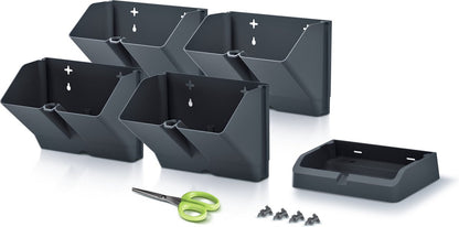 Prosperplast Verticale Kruidentuin Kunststof - Staand/hangend - Modulair - Antraciet Grijs - L 20 X B 11 X H 48 Cm - Incl. Kruidenschaar