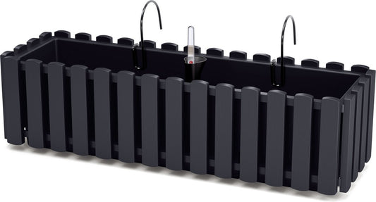Prosperplast Fence-look Ophang Plantenbak/bloembak Kunststof 58 X 18 X 16 Cm Antraciet Grijs Met Handige Droogtemeter Voor Binnen/buiten