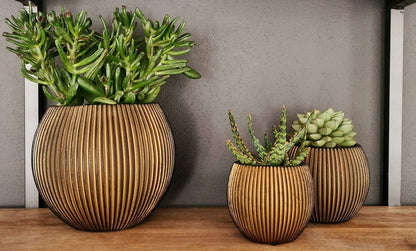  Capi Europe - Set Van 3 - Bloempot Binnen - Groove - - Goud - Bloempot Voor Binnen - BOX-BGVGB-3