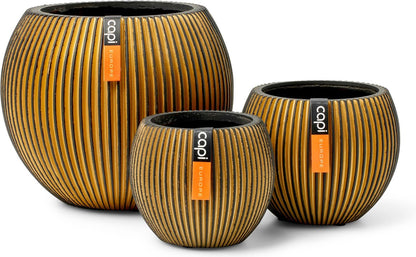  Capi Europe - Set Van 3 - Bloempot Binnen - Groove - - Goud - Bloempot Voor Binnen - BOX-BGVGB-3