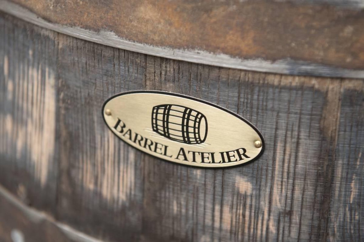  BarrelAtelier - Regenton Whisky Los Deksel, 190L, Gat Vulautomaat, Handvat, Messing Logo En Kraan / Best Verkochte Regenton 2021 /2022 !!