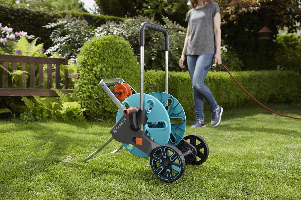  GARDENA - AquaRoll M CleverRoll Easy Slangenwagen - Maximaal 60 Meter - Inklapbare Zwengel