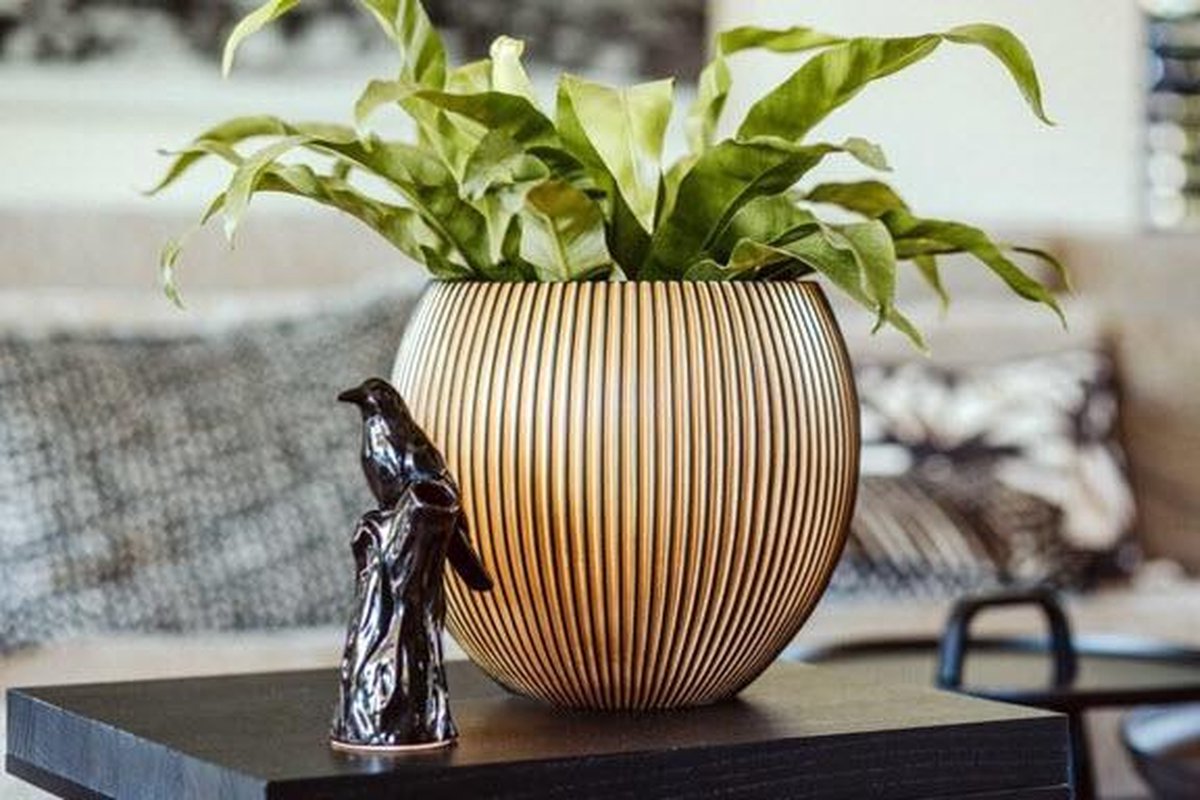  Capi Europe - Vaas Bol Groove XL - 63x51 - Goud - Bloempot Voor Binnen - Opening ⌀42 - GVGB271