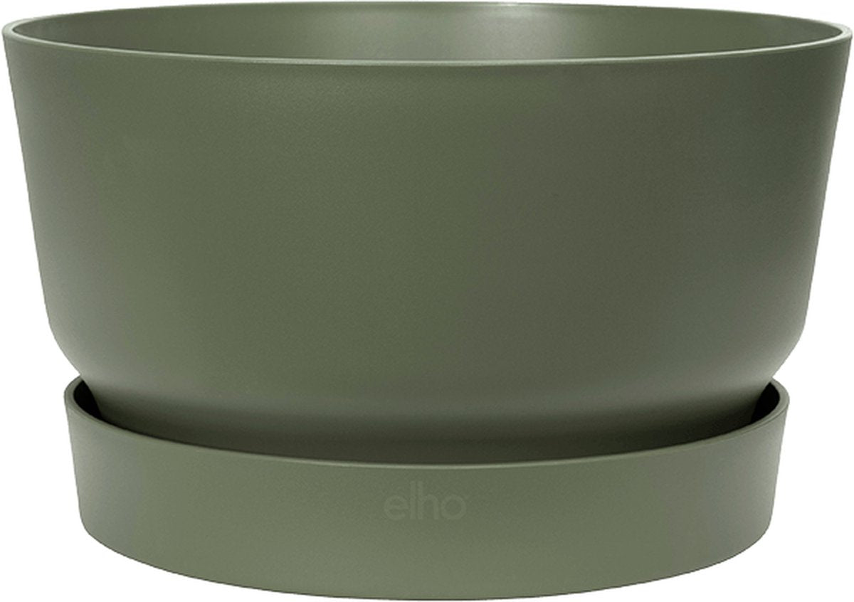  Elho Greenville Schaal 33 - Bloempot Voor Buiten - Ø 32.5 X H 19.4 Cm - Groen/Blad Groen
