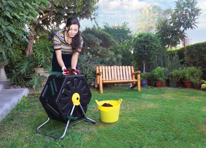  PALMAT® Professionele Compostmolen – Composter - Molen – Tuin En Huisafval - 70 Liter – Groen/Geel