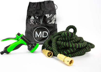  MD-Goods ® Super Sterk Uitrekbare Tuinslang Tot 30 Meter + GRATIS Tas En Koppelstuk - Tuinsproeier - Tuin Besproeien - Waterslang - Sproeikop - Groen - Flexibel Elastisch
