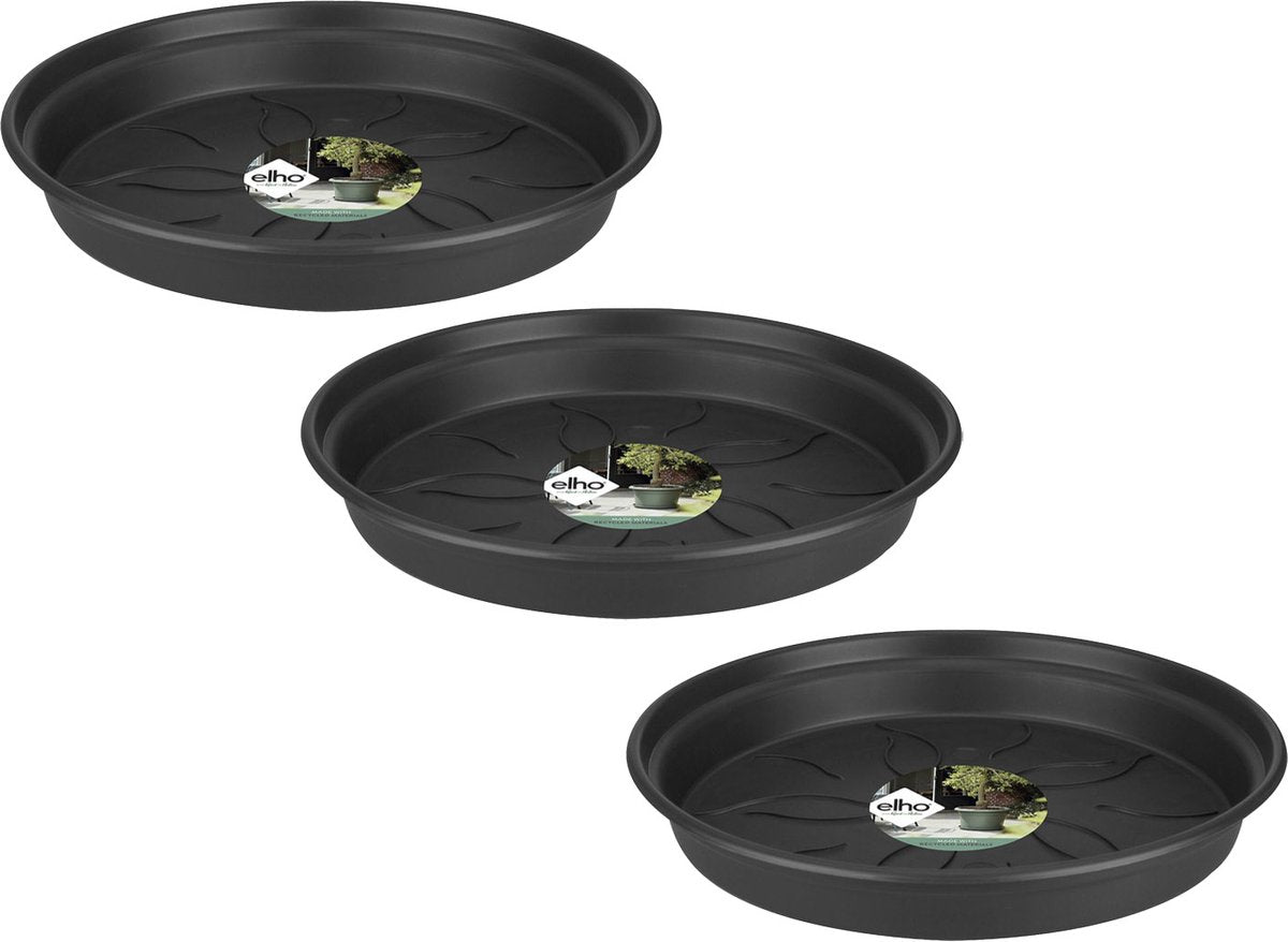  Elho Green Basics Schotel - Plantenschotels - 3 X 14 Cm Zwart