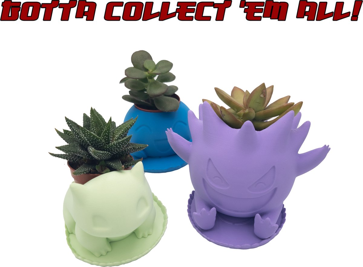  Azhora Pokémon Gengar Bloempot - Inclusief Opvangschaal - Lichtpaars