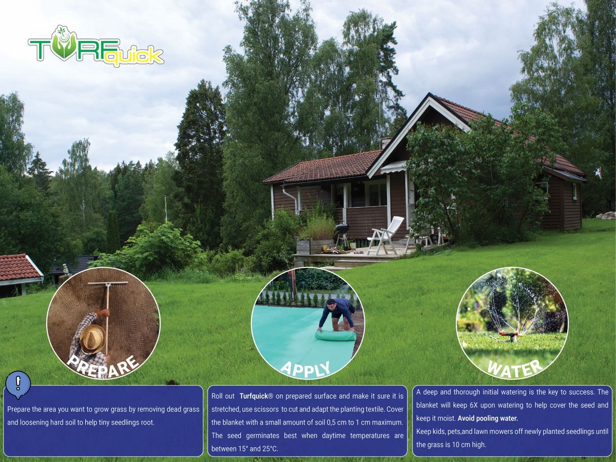  Graszaadmat - Graszaden - Gras Reparatie - Gras Aanleg - Gras Herstel - Graszaad Op Rol - Grasrol - Zeer Gemakkelijk In Gebruik - Biologisch Gras - 0,90X11,1=9,99m2