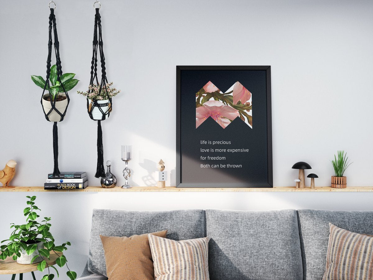  4 Stuks Zwarte Macrame Plantenhangers - Boho Handgeweven Katoen Hangpot Voor Binnen/Buiten - Hangende Bloempot Met Kralen - Macramé Touw/Koord Hangplant Houder - Bohemian Wandhanger Decoratie - Plant Hanger - Verticale Tuin Bloempothouder Planthanger