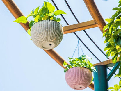  Hangpot Kunststof – Bloempot Hangend – Binnen &amp; Buiten- Plantenhanger –Incl. Afvoerstop – 26 Cm - Zwart