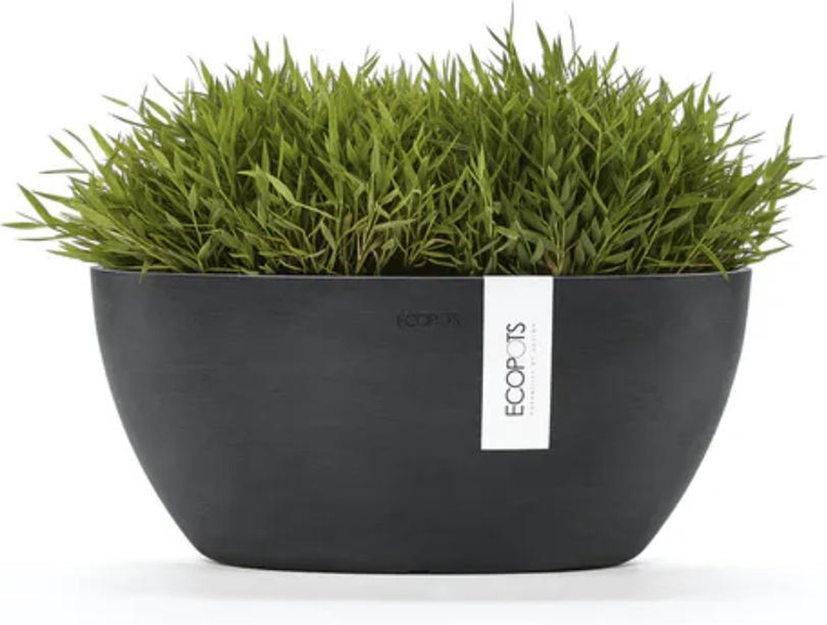  Ecopots | Sofia | Dark Grey | Binnenbloempot | 30 Cm | Ovaal