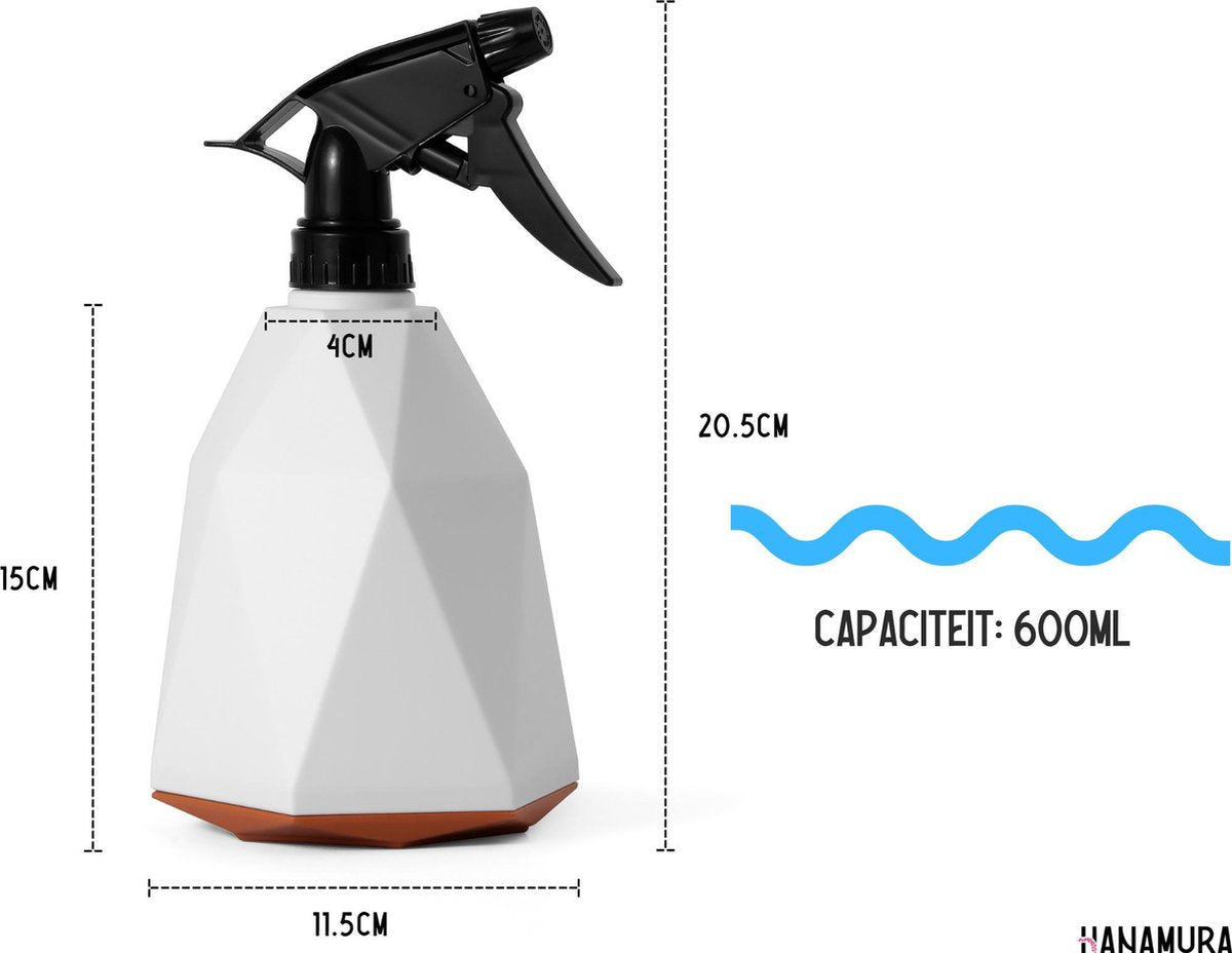  Hanamura Plantenspuit – Sprayflacon – Waterverstuiver – Wit – 600ml