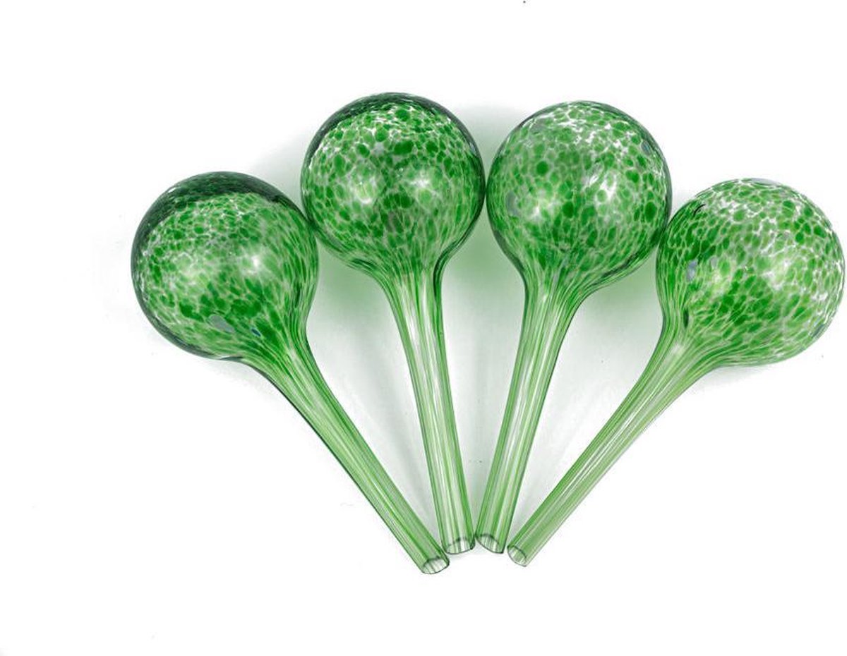Merkloos Decopatent® 4 Stuks - Waterdruppelaar Voor Planten - Watergever - Glas - Waterbollen - Watergeefsysteem - Plantenbollen - Groen