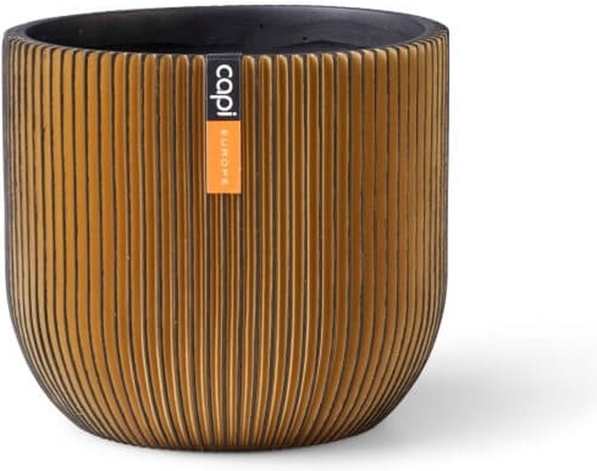  Capi Europe - Bloempot Bol Groove XL - 33x35 - Goud - Bloempot Voor Binnen - Opening ⌀28 - GVGB932