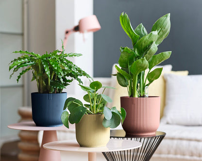  Elho Vibes Fold Rond Wielen 35 - Bloempot Voor Binnen - Ø 34.9 X H 32.4 Cm - Diepblauw