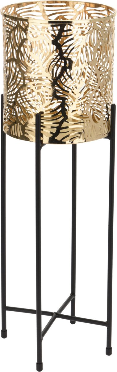  Set Van 2x Stuks Plantenpotten Goud Op Metalen Standaard 35 Cm En 45 Cm Hoogte