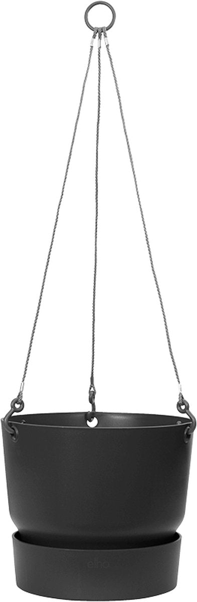  Elho Greenville Hangschaal 24 - Bloempot Voor Balkonbuiten - Ø 23.5 X H 20.5 Cm - Zwart/Living Black